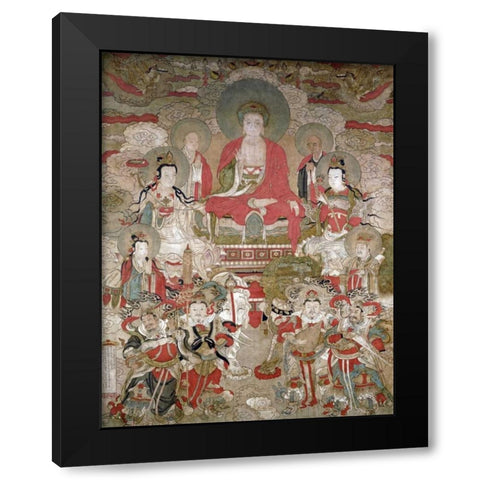 Buddhas Black Modern Wood Framed Art Print by Unknown