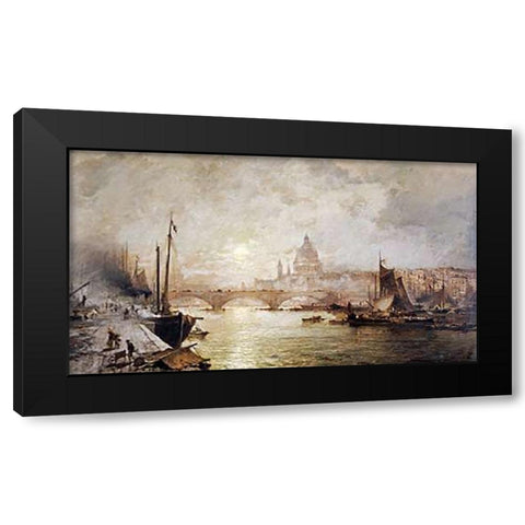 The Pool of London Black Modern Wood Framed Art Print with Double Matting by Unterberger, Franz Richard