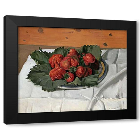 Still Life With Strawberries Black Modern Wood Framed Art Print with Double Matting by Vallotton, Felix