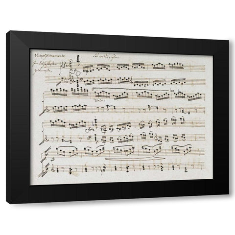 Manuscript of The Second and Third Movements, Piano Sonata In E Flat Black Modern Wood Framed Art Print by Beethoven, Ludwig Van