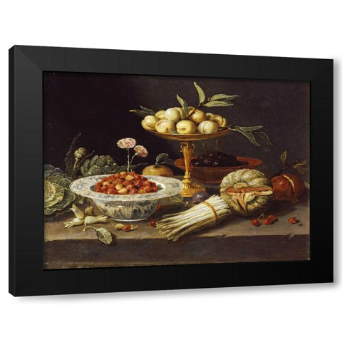 Wild Strawberries Black Modern Wood Framed Art Print by Van Kessel, Jan