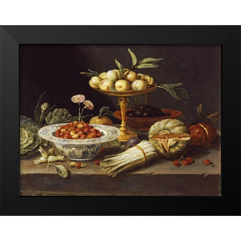 Wild Strawberries Black Modern Wood Framed Art Print by Van Kessel, Jan