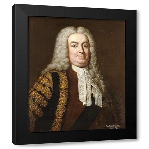 Portrait of Sir Robert Walpole Black Modern Wood Framed Art Print with Double Matting by Van Loo, Jean Baptiste