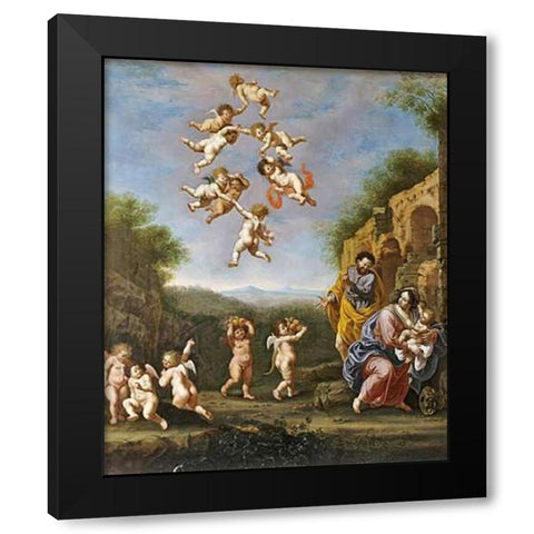 The Rest On The Flight Into Egypt Black Modern Wood Framed Art Print by Nieulandt, Adriaen Van