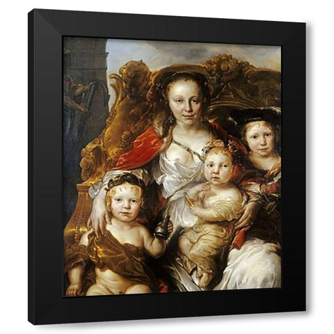 A Pastoral Group Portrait Black Modern Wood Framed Art Print with Double Matting by Van Noordt, Jan