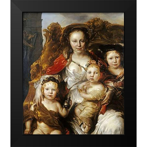 A Pastoral Group Portrait Black Modern Wood Framed Art Print by Van Noordt, Jan
