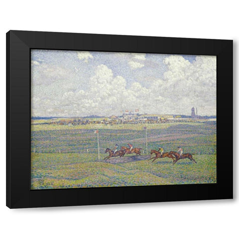 The Racecourse at Boulogne-Sur-Mer Black Modern Wood Framed Art Print with Double Matting by Van Rysselberghe, Theo