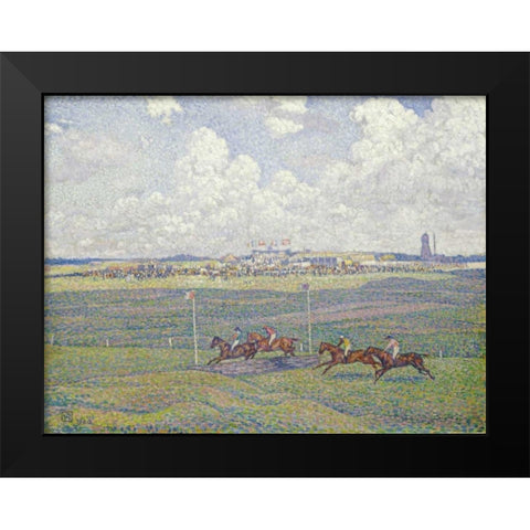 The Racecourse at Boulogne-Sur-Mer Black Modern Wood Framed Art Print by Van Rysselberghe, Theo