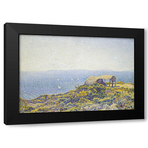LIle Du Levant, Vu Du Cap Benat Black Modern Wood Framed Art Print with Double Matting by Van Rysselberghe, Theo