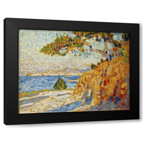 Countryside at Noon Black Modern Wood Framed Art Print by Van Rysselberghe, Theo