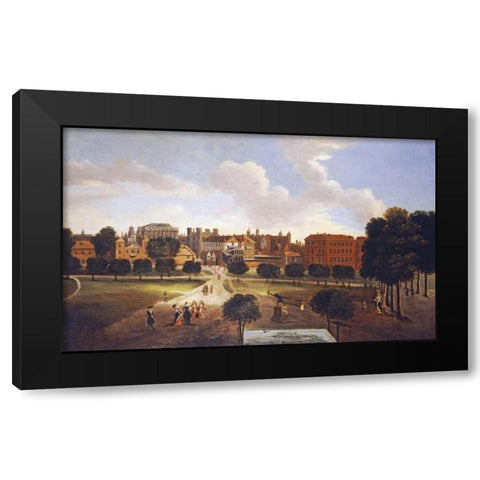 A View of Old Horse Guards Parade Black Modern Wood Framed Art Print by Van Wyck, Thomas
