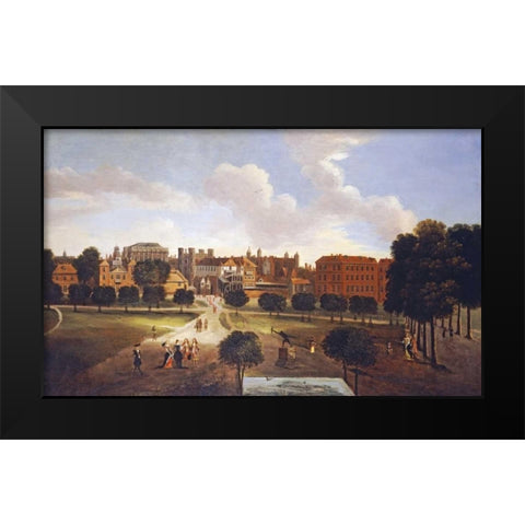 A View of Old Horse Guards Parade Black Modern Wood Framed Art Print by Van Wyck, Thomas