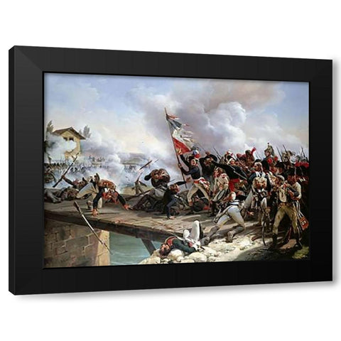 La Bataille Du Pont dArcole Black Modern Wood Framed Art Print by Horace Vernet, Emile Jean