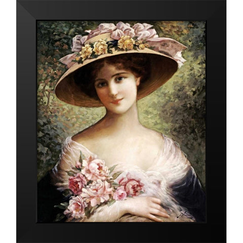 The Fancy Bonnet Black Modern Wood Framed Art Print by Vernon, Emile