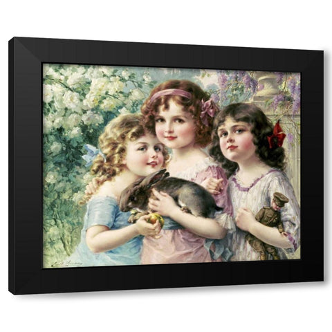The Three Graces Black Modern Wood Framed Art Print by Vernon, Emile