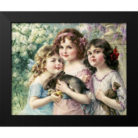 The Three Graces Black Modern Wood Framed Art Print by Vernon, Emile