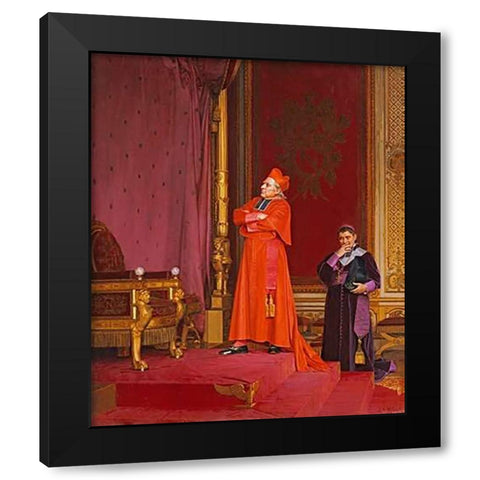 A Cardinal Looking at Napoleons Throne Black Modern Wood Framed Art Print with Double Matting by Vibert, Jean Georges