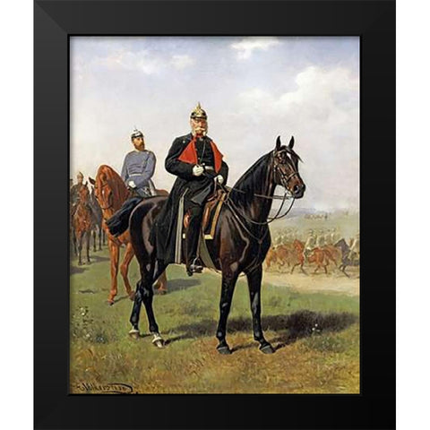 The Battle of Konigsgratz, 1864 Black Modern Wood Framed Art Print by Volkers, Emil