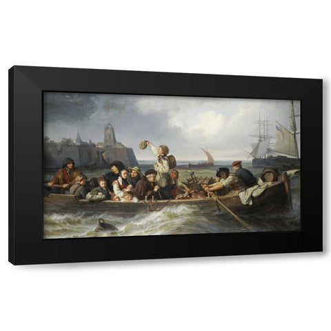Emigration To America Black Modern Wood Framed Art Print with Double Matting by Vokmar, Antonie