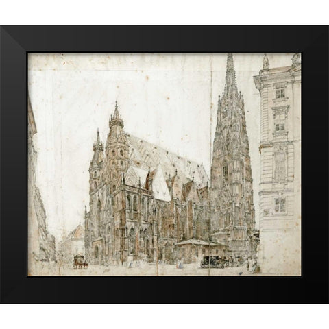 St Stephens Cathedral, Vienna Black Modern Wood Framed Art Print by Von Alt, Rudolf