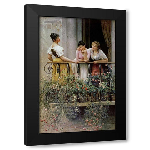 The Balcony Black Modern Wood Framed Art Print by Von Blaas, Eugene