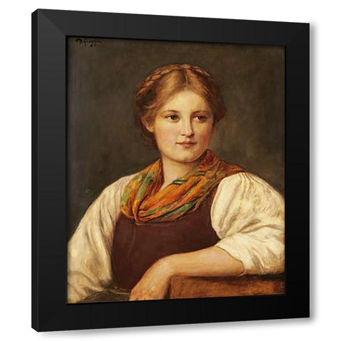 A Bavarian Peasant Girl Black Modern Wood Framed Art Print by Von Defregger, Franz