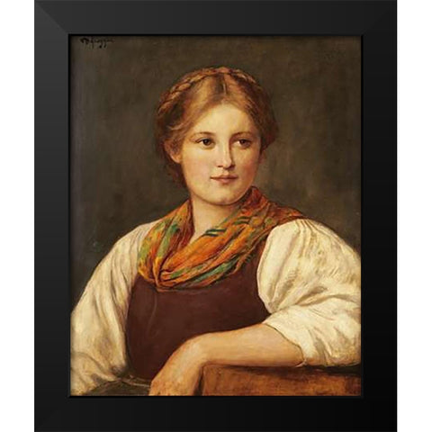 A Bavarian Peasant Girl Black Modern Wood Framed Art Print by Von Defregger, Franz