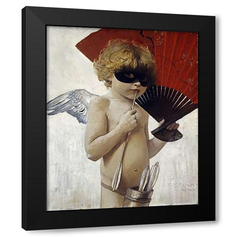 Cupid at The Masked Ball Black Modern Wood Framed Art Print by Von Stuck, Franz