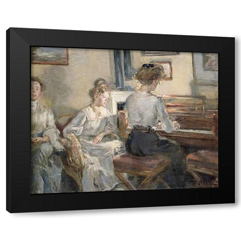 Evening Music Black Modern Wood Framed Art Print with Double Matting by Hermann Von Uhde, Fritz Karl