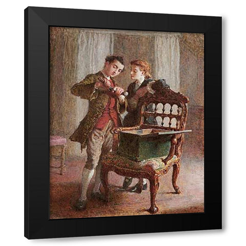A Drawing Room Scene Black Modern Wood Framed Art Print by Walker, Frederick