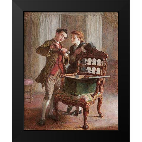 A Drawing Room Scene Black Modern Wood Framed Art Print by Walker, Frederick