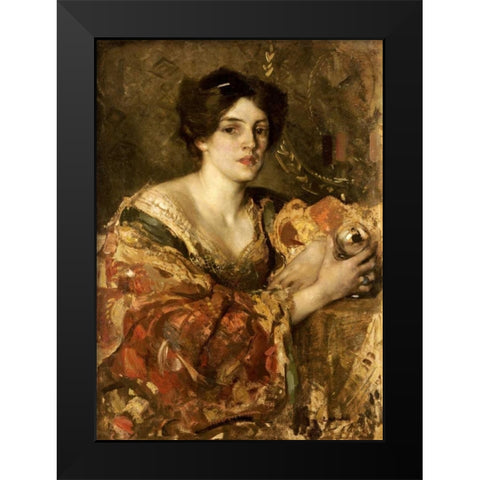 The Fortune Teller, Miss Jane Aitken Black Modern Wood Framed Art Print by Walton, Edward Arthur