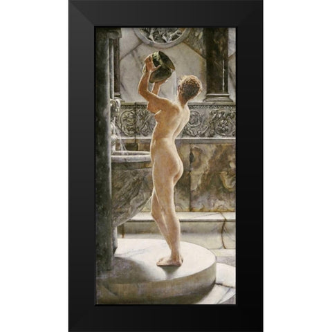 The Bath Black Modern Wood Framed Art Print by Weguelin, John Richard
