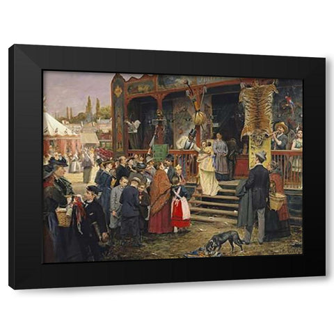 A Fair In Berlin Black Modern Wood Framed Art Print by Welz, Carl