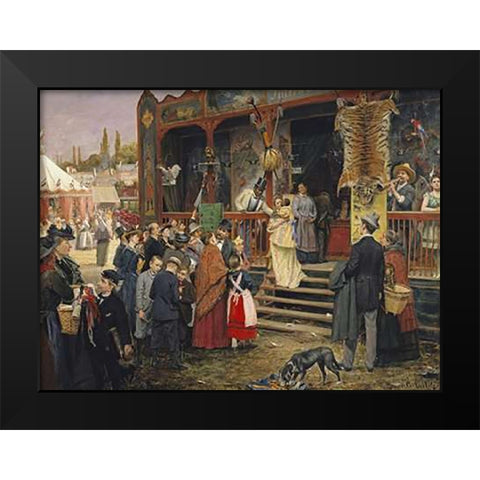 A Fair In Berlin Black Modern Wood Framed Art Print by Welz, Carl