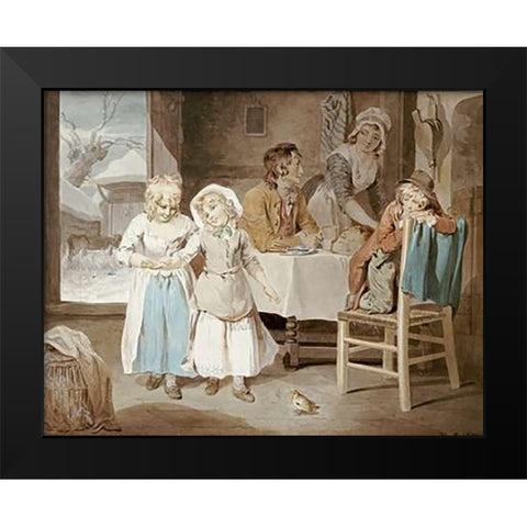 The Pet Robin Black Modern Wood Framed Art Print by Wheatley, Francis
