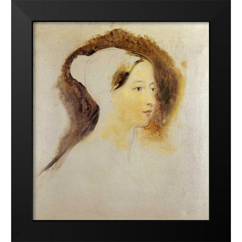 Portrait of Queen Victoria Black Modern Wood Framed Art Print by Wilkie, Sir David