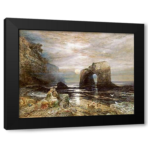 The Honeymoon Black Modern Wood Framed Art Print by Woolmer, Alfred Joseph
