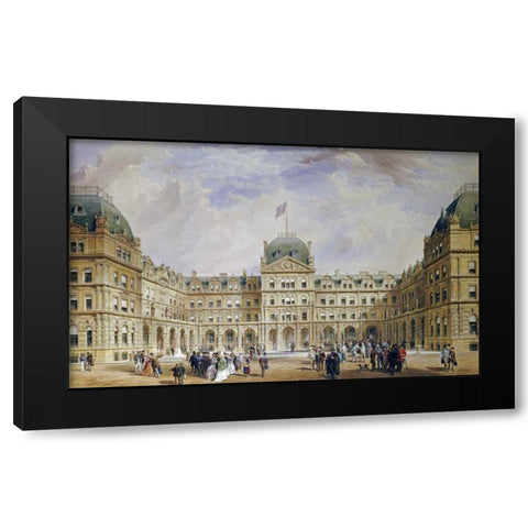 The Quadrangle of The New Liverpool Exchange Black Modern Wood Framed Art Print with Double Matting by Wyatt, Thomas Henry