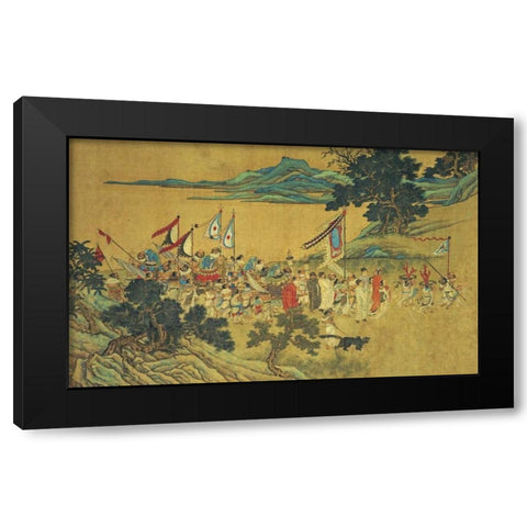 Foreign Tributaries En Route To China Black Modern Wood Framed Art Print by Xi, Shang