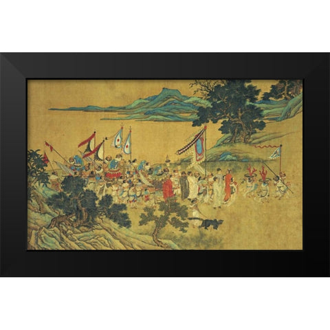Foreign Tributaries En Route To China Black Modern Wood Framed Art Print by Xi, Shang