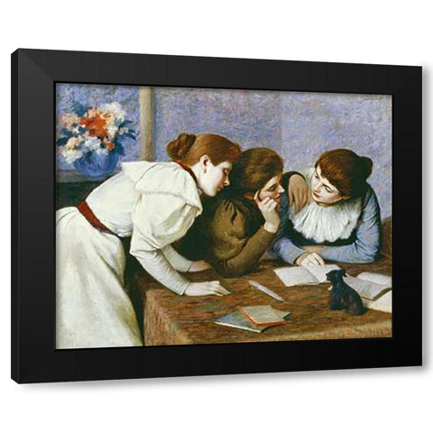 La Lecture Black Modern Wood Framed Art Print with Double Matting by Zandomeneghi, Federico