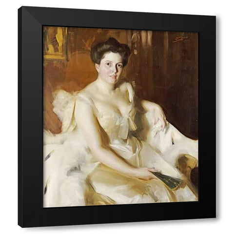 Portrait of Mrs De Ver Warner Black Modern Wood Framed Art Print by Zorn, Anders Leonard