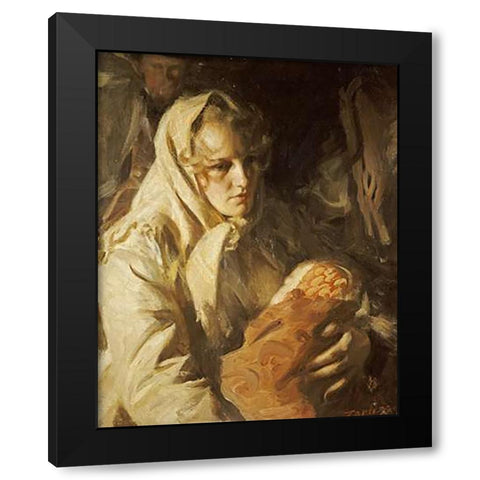 Madonna Black Modern Wood Framed Art Print by Zorn, Anders Leonard