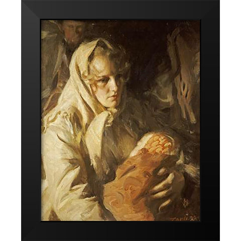 Madonna Black Modern Wood Framed Art Print by Zorn, Anders Leonard