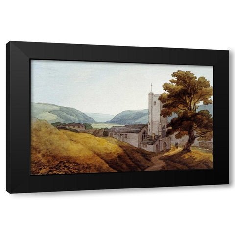 From The Churchyard at Dulverton, Somerset Black Modern Wood Framed Art Print with Double Matting by Abbott, John White