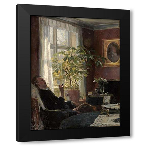 By The Window Black Modern Wood Framed Art Print with Double Matting by Achen, Georg Nicolai