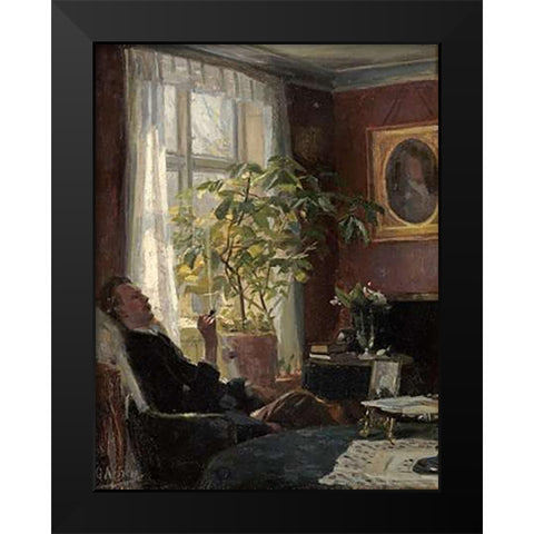 By The Window Black Modern Wood Framed Art Print by Achen, Georg Nicolai