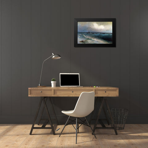 The Survivor Black Modern Wood Framed Art Print by Aivasowsky, Ivan Konstantinovich
