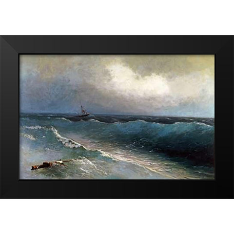 The Survivor Black Modern Wood Framed Art Print by Aivasowsky, Ivan Konstantinovich